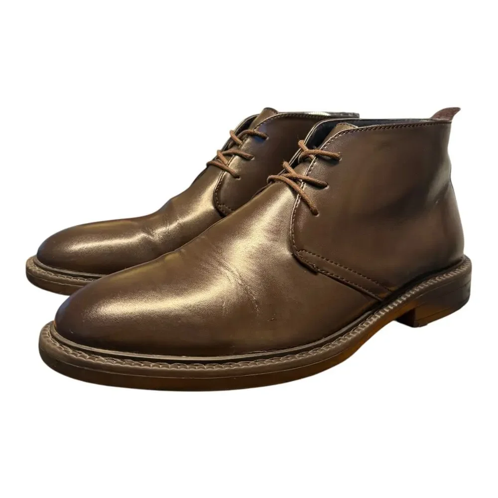JOSEPH ABBOUD Chukka Boots Men’s Size 8 M Brown Leather Casual Lace Up READ